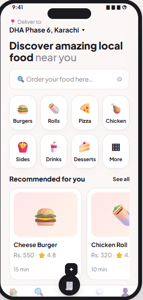 FoodHub customer ordering website on a phone